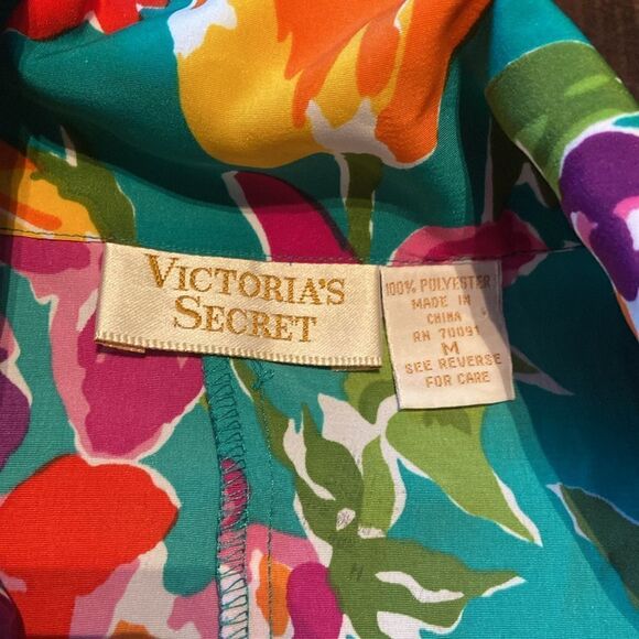 Vintage Gold Label Victoria's Secret Green Floral Top Medium - Picture 3 of 8